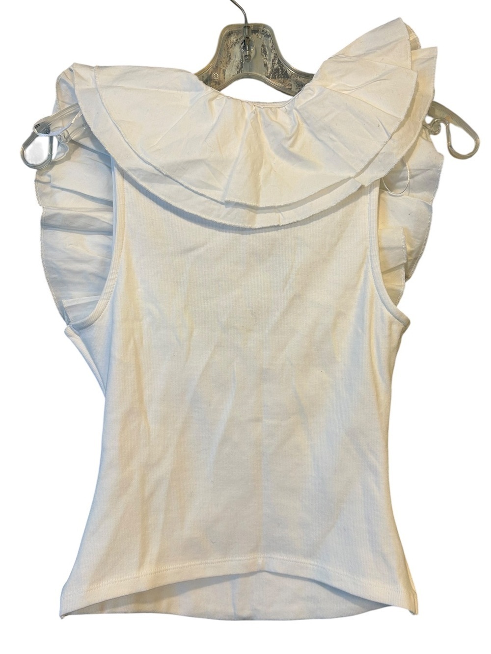 NWT Zara White Ribbed Tank with Ruffle Collar - Picture 11 of 14